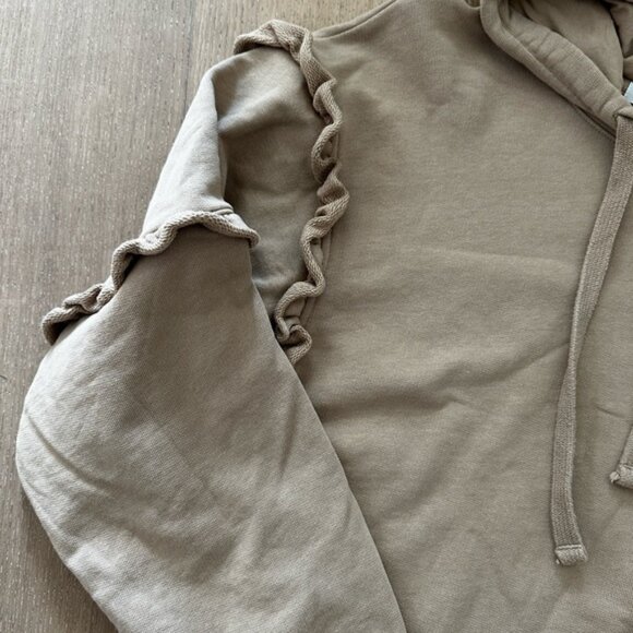 Rebecca Minkoff Evelyn Ruffle Hoodie in Sand – Size Small - Picture 8 of 8